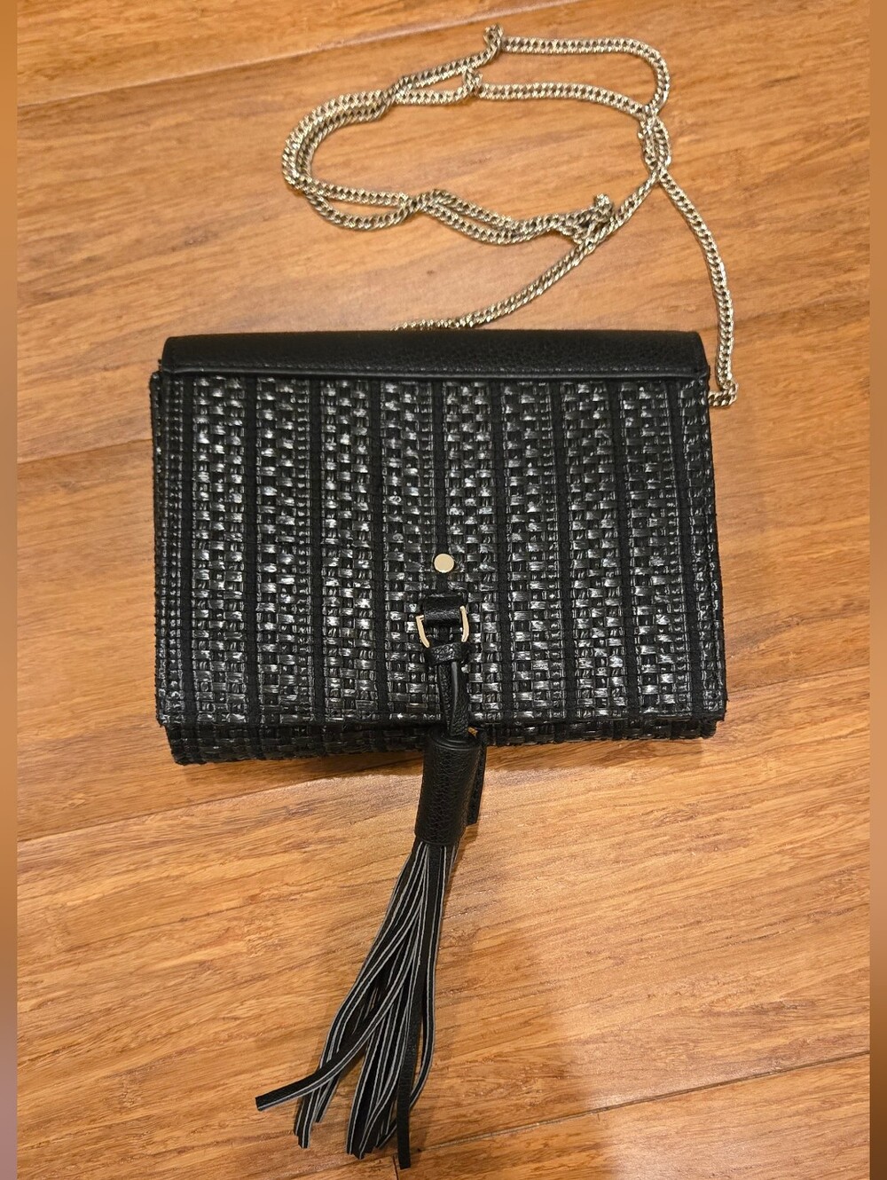 The Limited Woven Crossbody Bag With Tassel